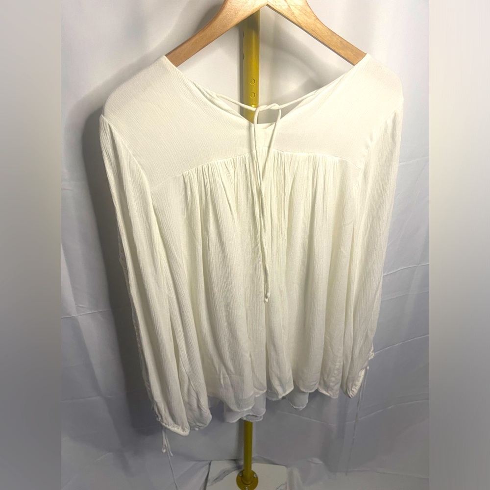 NWT LOFT Blouse - White Boho Peasant Style Top, Size M, $59.50 Retail